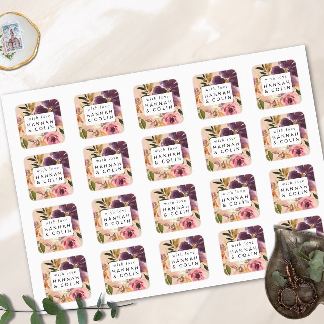 Sticker Carré Violet Meadows Automne Moderne Floral (Créateur téléchargé)