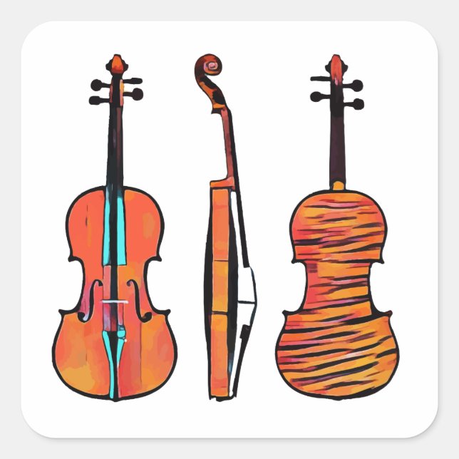 Sticker Carré violon boule les instruments de musique originaux  (Devant)