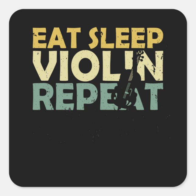 Sticker Carré Violon Retro (Devant)