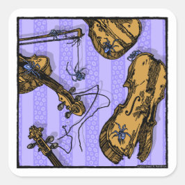Sticker Carré Violons et araignées - Pop Goth Nightmare Surreal
