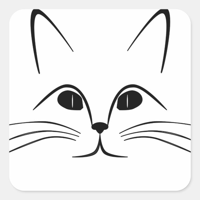 Sticker Carré visage de chat noir et blanc (Devant)