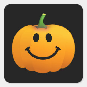 Sticker Carré Visage de citrouille de Halloween