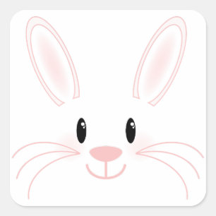 Sticker Carré Visage de lapin