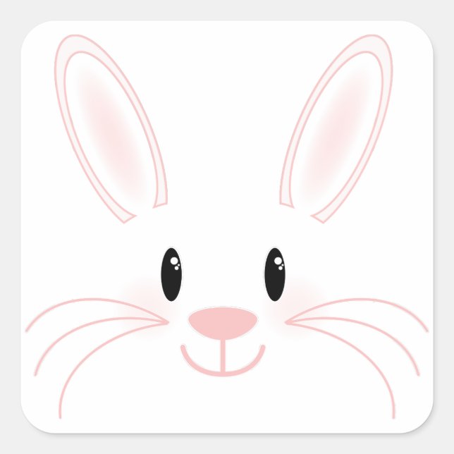 Sticker Carré Visage de lapin (Devant)