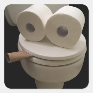 Sticker Carré Visage des toilettes souriantes