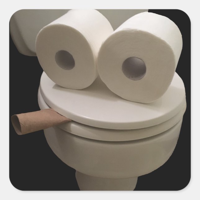 Sticker Carré Visage des toilettes souriantes (Devant)
