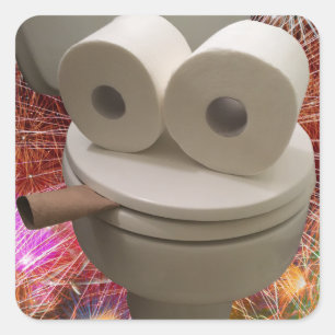 Sticker Carré Visage des toilettes souriantes