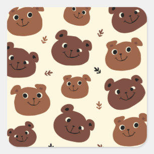 Sticker Carré Visage drôle d'ours