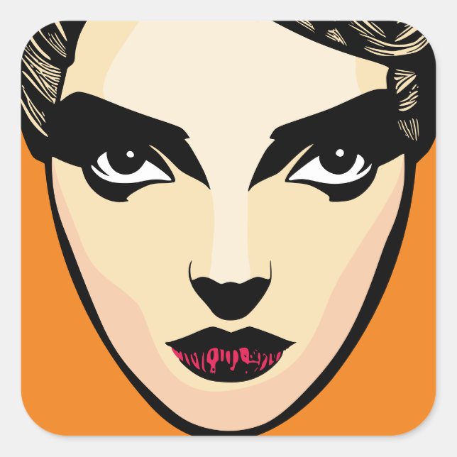Sticker Carré Visage féminin (Devant)