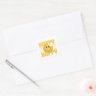 Sticker Carré visage souriant heureux
