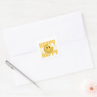 Sticker Carré visage souriant heureux