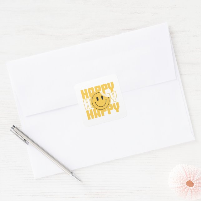 Sticker Carré visage souriant heureux (Enveloppe)