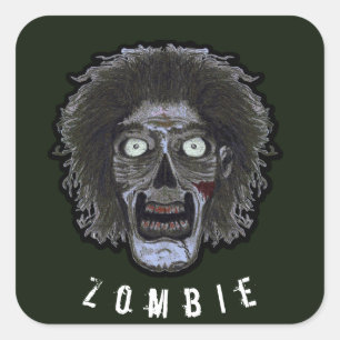 Sticker Carré Visage ZOMBIE - Visage couleur