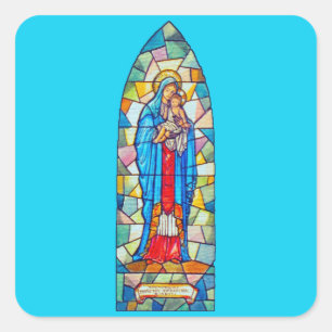 Sticker Carré Vitrail de la Nativité Madonna et de l'Enfant