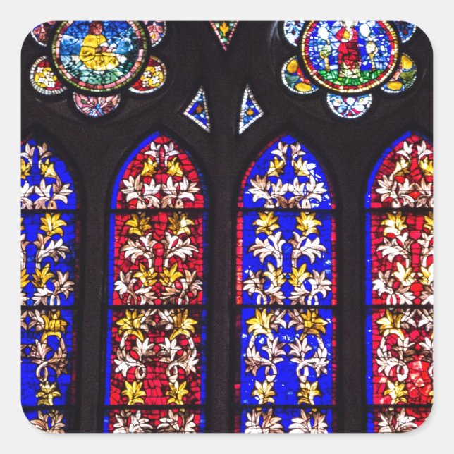 Sticker Carré Vitrine en verre tendu, accessoires d'église (Devant)