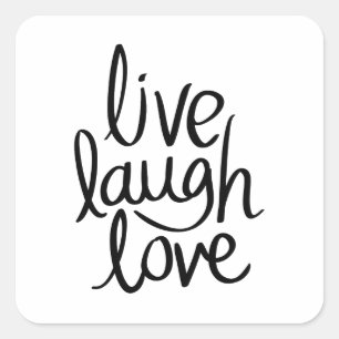 Sticker Carré Vivez Riez Aimez – Typographie Inspirante Classiqu