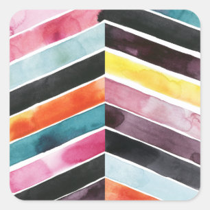 Sticker Carré Vivid aquarelle Chevron I