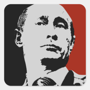 Sticker Carré Vladimir Poutine rouge