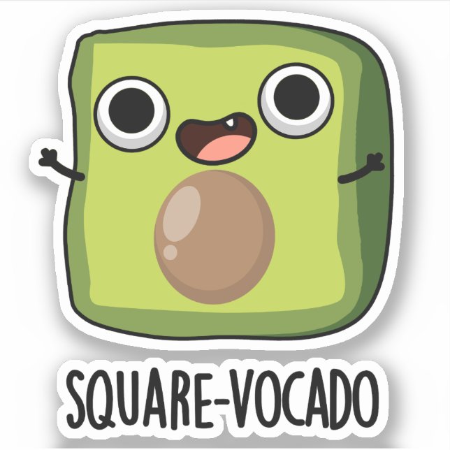 Sticker Carré-vocado Funny Puns Avocado (Devant)