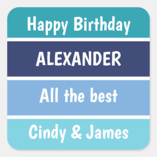 Sticker Carré Voeux d'anniversaire cool