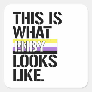 Sticker Carré Voici à quoi ressemble Enby