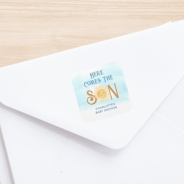 Sticker Carré Voici Le Baby shower Fils (Créateur téléchargé)