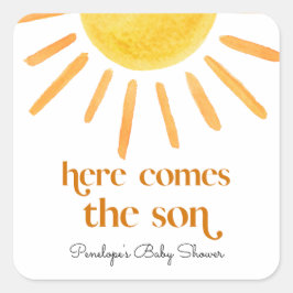 Sticker Carré Voici le Baby shower Son Boy
