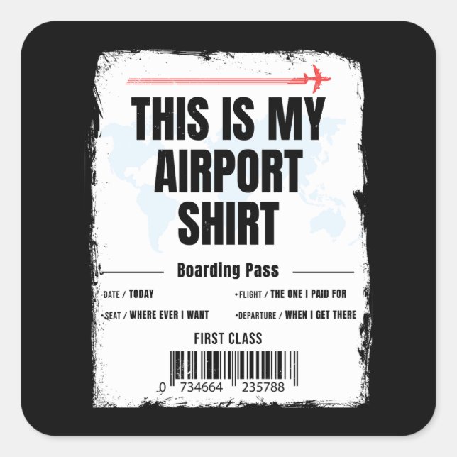 Sticker Carré Voici My Airport Shirt Family Travel (Devant)