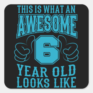 Sticker Carré VOICI QUEL MERVEILLEUX 6 ANS 6e anniversaire