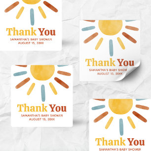 Sticker Carré Voici venir le Fils Baby Shower Sunshine
