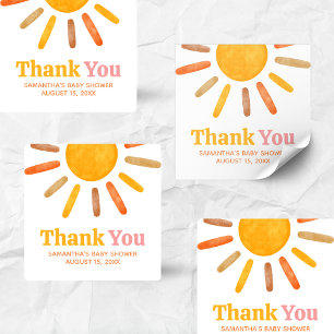 Sticker Carré Voici venir le Soleil Baby Shower