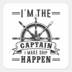 Sticker Carré Voilier Bateau Capitaine Voilier Drôle Idée cadeau