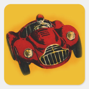 Sticker Carré Voiture de course automobile jaune rouge