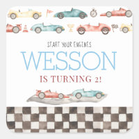 Voiture de course dessous de verre d'anniversaire