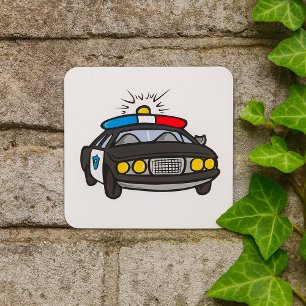 Sticker Carré Voiture de police avec gyrophares allumés