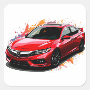 Sticker Carré Voiture moderne rouge vibrant
