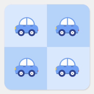 Sticker Carré Voitures bleues Anniversaire ou Baby shower