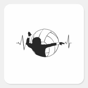 Sticker Carré Volley-ball - Volleyball Lecteur Heartbeat
