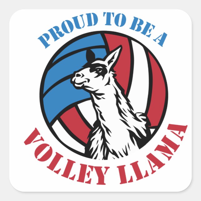 Sticker Carré Volley Llama Cadeau Giving Swag (Devant)