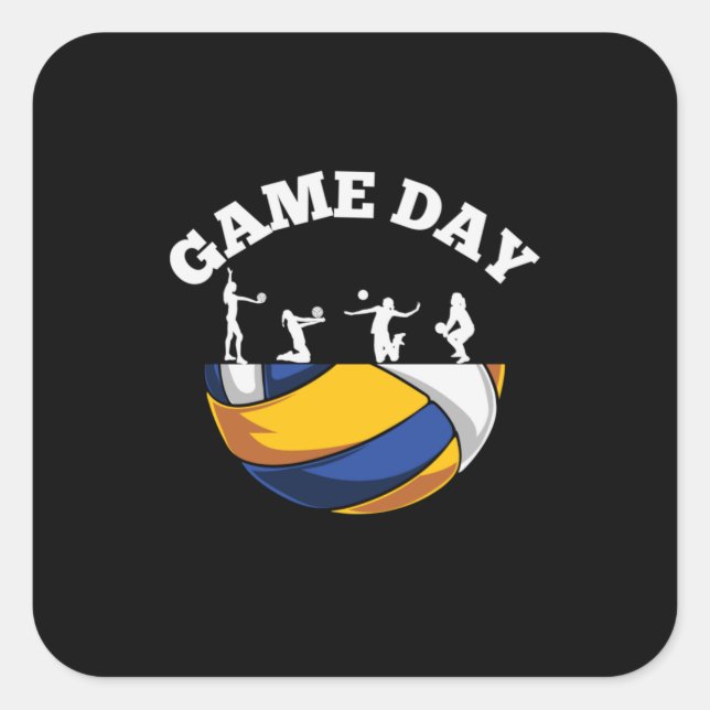 Sticker Carré Volleyball Player | Game Day Volleyball (Devant)