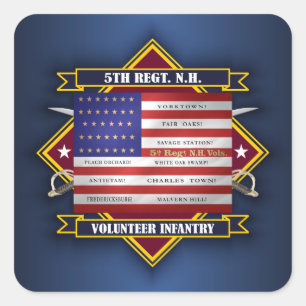 Sticker Carré Volontaires du 5e régiment du New Hampshire