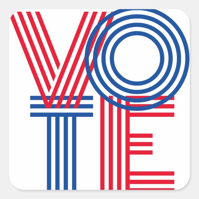 Sticker Carré VOTE Bleu rouge rayé (Devant)