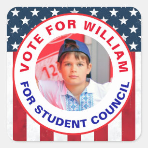 Sticker Carré "Vote" modifiable pour un président de classe avec