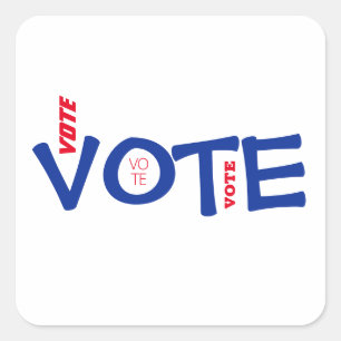Sticker Carré Vote Rouge Blanc Bleu
