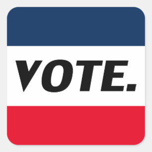 Sticker Carré "Voter" Lettres noires, rouge bleu blanc arrière -