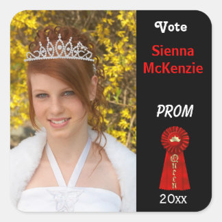 Sticker Carré Votez-moi pour Prom Queen (Rouge)