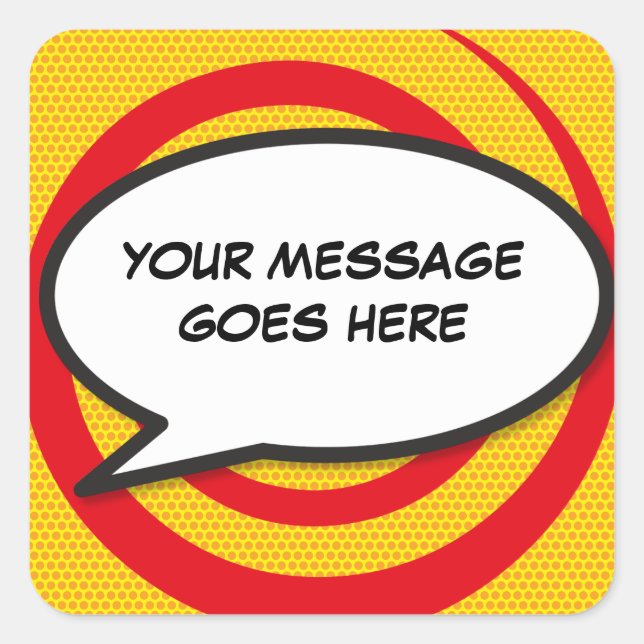 Sticker Carré Votre bulle de message amusante rétro bande dessin (Devant)