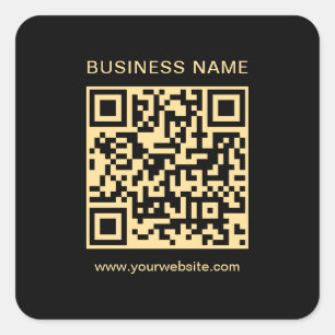 Sticker Carré Votre code QR professionnel personnalisé Noir & Or