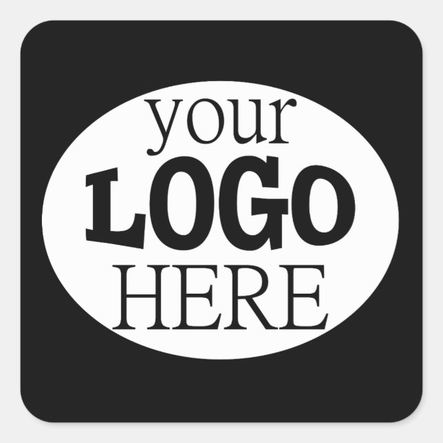 Sticker Carré Votre logo d'entreprise personnalisé en noir (Devant)