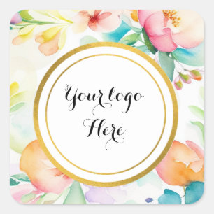 Sticker Carré Votre logo ici aquarelle florale